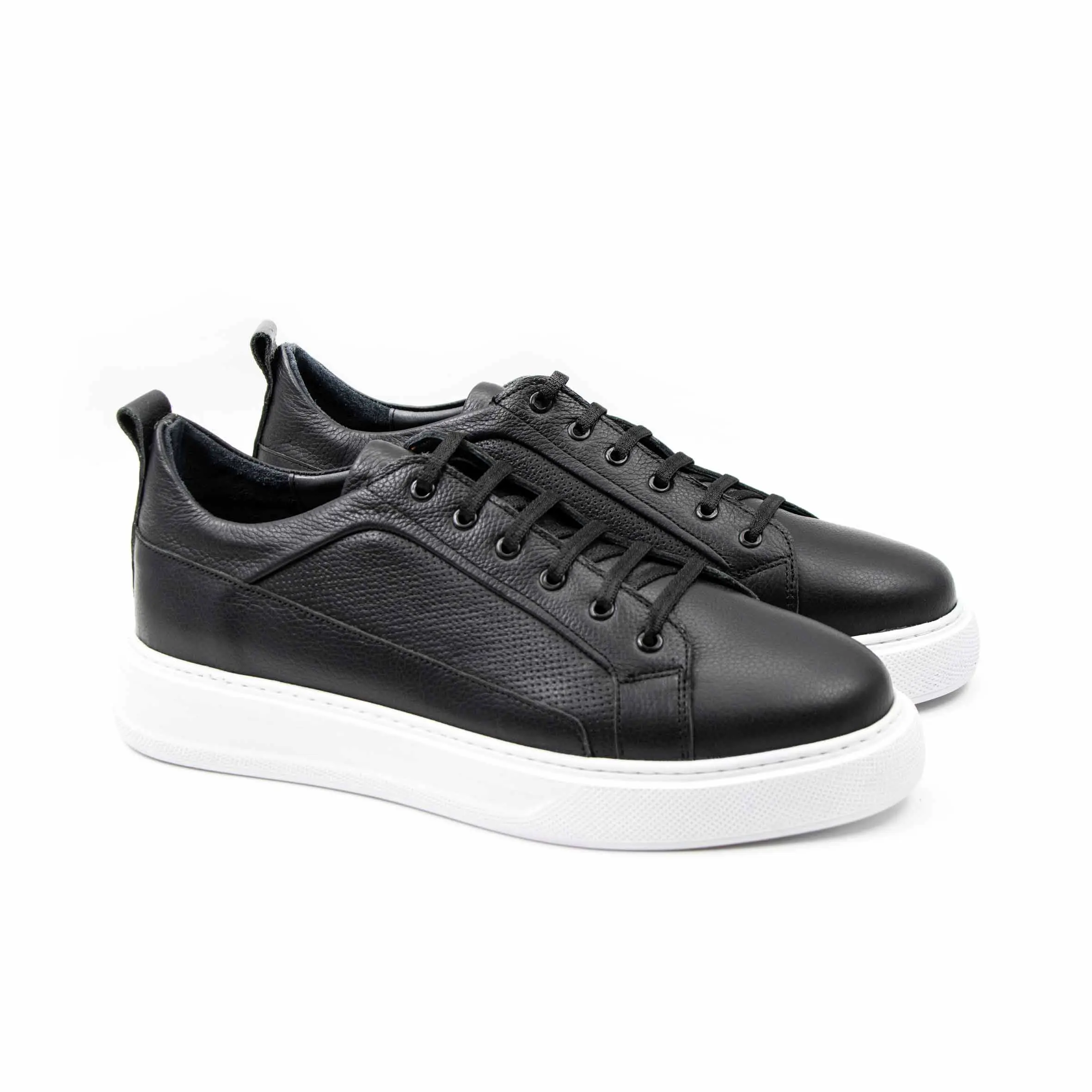 کفش اسپرت مردانه چرم مشکی بندی کد OLIVER